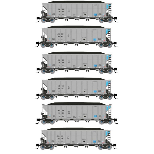 Rapido 538036 - Autoflood III Coal Hopper (6 car set) Mitsui Rail Capital (MBKX) - N Scale