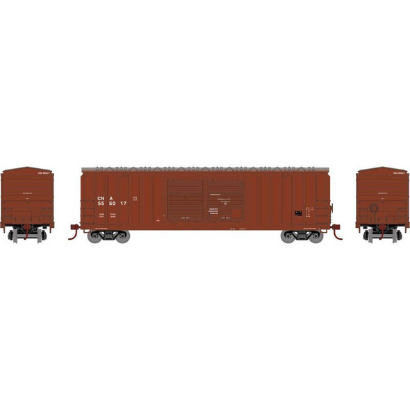 Athearn Roundhouse 97981 - 50' FMC 5283 DD Boxcar Canadian National (CNA) 555054 - HO Scale