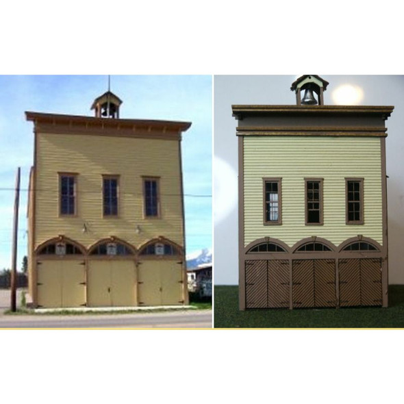 RslaserKits 2037 - Silver Cliff Firehouse - Town Hall - HO Scale Kit