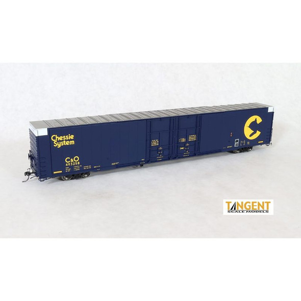 Tangent Scale Models 25040-07 - Greenville 86′ Double Plug Door Box Car Chessie (C&O) 493238 - HO Scale