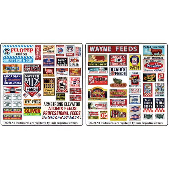 Blair Line 035 - Printed Advertising Signs -- Vintage Feed & Seed Signs   - N Scale Kit