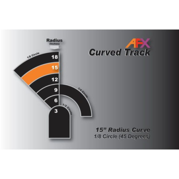 AFX Racing 70613 - Curve, 15â€³ Radius -- 1/8 Circle (45 Degrees) 2 Pieces - HO Scale