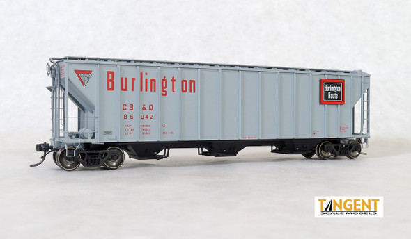 Tangent Scale Models 28011-03 - CB&Q "Delivery Gray 1-1965" GATC 4500 Covered Hopper Chicago, Burlington & Quincy (CB&Q) 86004 - HO Scale