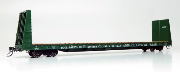 Rapido 147005A - Marine Industries 66' Bulkhead Flatcar British Columbia Railway (BCOL) 866568 - HO Scale