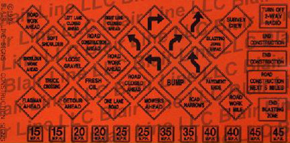 Blair Line 104 - Construction Zone Signs - HO Scale