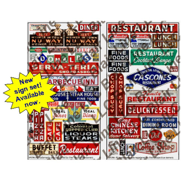 Blair Line 136 - Restaurant & Cafe Signs   - HO Scale Kit