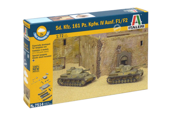 Italeri 7514 - Sd.Kfz 161 Pz.Kpfw. IV F1 (2 FAST ASSEMBLY MODELS) Germany  - 1:72 Scale Kit