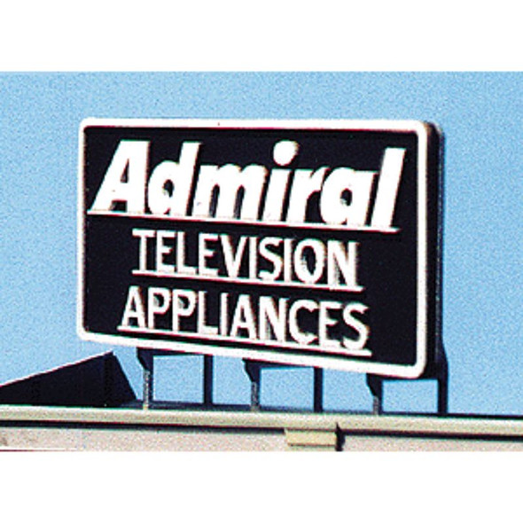 Blair Line 2506 - Laser-Cut Wood Billboard Kits - Large for HO, S & O -- Admiral Television Appliances 3-1/2 x 2"  8.7 x 5cm   - Multi Scale Kit