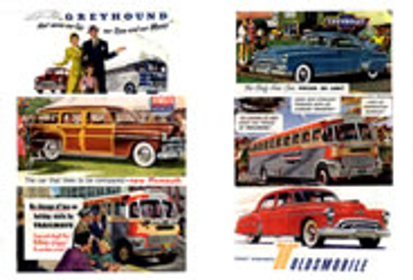 JL Innovative 172 - Auto & Transportation Billboard Signs - 1940s-50s (6 signs) - HO Scale