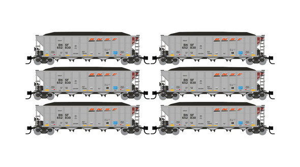 Rapido 538004 - AutoFlood III RD Coal Hopper: BNSF Wedge scheme - 6 pack #2 BNSF Un-Numbered - N Scale