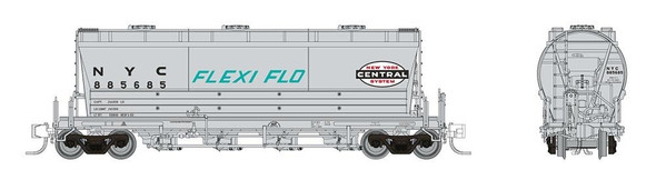 Rapido 533003A - ACF PD3500 "Flexi Flo" Covered Hopper New York Central (NYC) 885685 - N Scale
