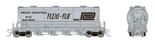 Rapido 533004A - ACF PD3500 "Flexi Flo" Covered Hopper Penn Central (PC) 897825 - N Scale