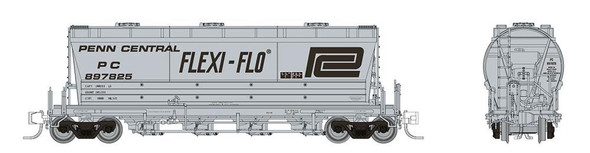 Rapido 533004A - ACF PD3500 "Flexi Flo" Covered Hopper Penn Central (PC) 897861 - N Scale