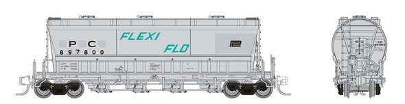 Rapido 533005A - ACF PD3500 "Flexi Flo" Covered Hopper Penn Central (PC) 897808 - N Scale