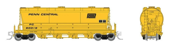 Rapido 533009A - ACF PD3500 "Flexi Flo" Covered Hopper Penn Central (PC) 80019 - N Scale