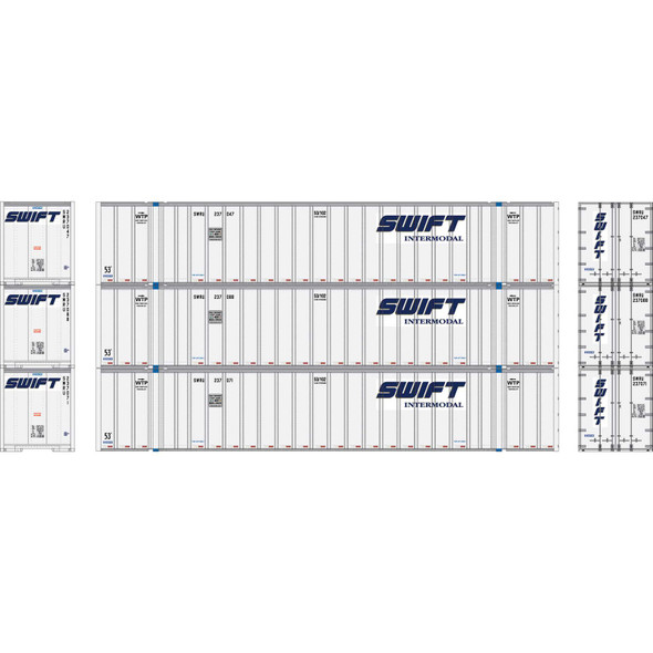 Athearn 17306 - 53' Stoughton Containers (3) Swift (SWRU)  - N Scale