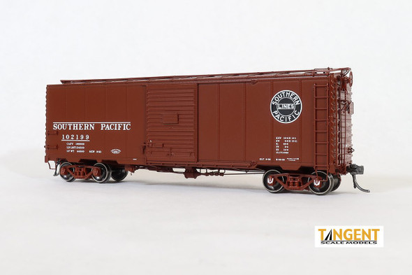Tangent Scale Models 23120-03 - Pullman-Standard “Postwar” 40’6” Box Car Southern Pacific (SP) 102199 - HO Scale