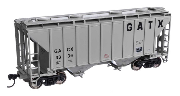 Walthers Mainline 910-7989 - 37' 2980 2-Bay Covered Hopper GATX (GACX) 3336 - HO Scale