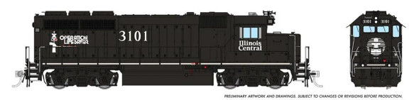 PRE-ORDER: Rapido 40508 - EMD GP40 w/ LokSound 5 Sound & DCC Illinois Central (IC) 3114 - HO Scale