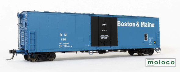 Moloco 33053-04 - FGE 50' RBL Plt B 7+7R 10-2 Ctr Door Box Car Boston & Maine (BM) 154 - HO Scale