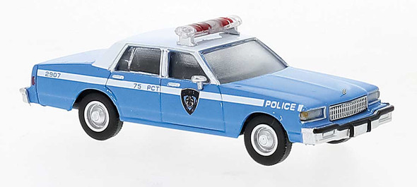 Brekina 19704 - 1987 Chevrolet Caprice Sedan - New York Police Department - 75th Precinct #2907 (blue, white)  - HO Scale