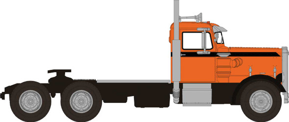 Brekina 85755 - 1955 Peterbilt 281 Semi Tractor Only - Orange, Black  - HO Scale