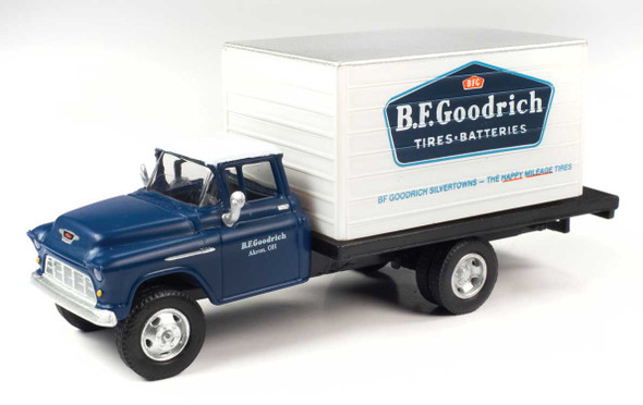 Classic Metal Works 30648 - 1957 Chevrolet Box Truck - BF Goodrich (dark blue, white)  - HO Scale