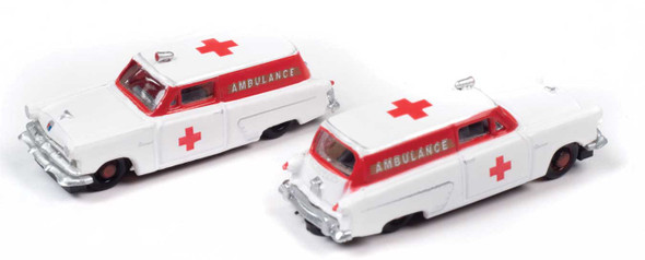 Classic Metal Works 50435 - 1953 Ford Courier Sedan Delivery Station Wagon 2-Pack - Ambulance (white, red)  - N Scale