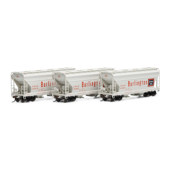 Athearn 81064 - ACF 2970 2-Bay Covered Hopper (3) Chicago, Burlington & Quincy (CB&Q) 183960, 183975, 183999 - HO Scale