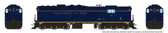 PRE-ORDER: Rapido 50217 - EMD SD9 DC Silent Baltimore & Ohio (B&O) 771 - HO Scale