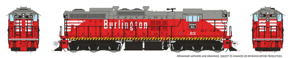 PRE-ORDER: Rapido 50222 - EMD SD9 DC Silent Chicago, Burlington & Quincy (CB&Q) 831 - HO Scale