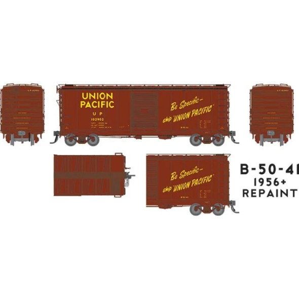 Rapido 154008-3 - 40' B-50-41 Boxcar: Union Pacific - 1956 Repaint 102375 - HO Scale