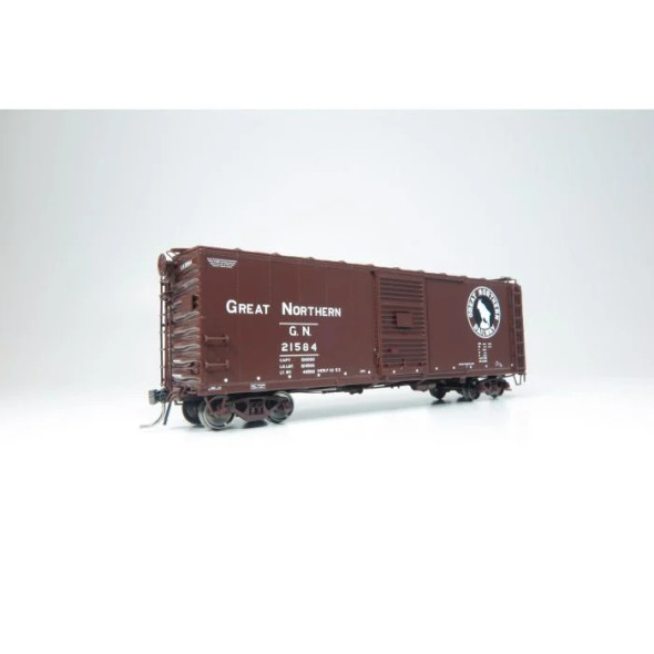 Rapido 155001-6 - 40' Boxcar w/ Early IDNE: Great Northern - Mineral Red 21850 - HO Scale