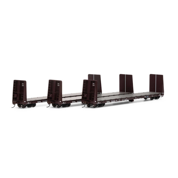 Athearn 17229 - 60' Bulkhead Flat Car (3) Northwestern Oklahoma Railroad (NOKL) 725357/725361/725383 - HO Scale