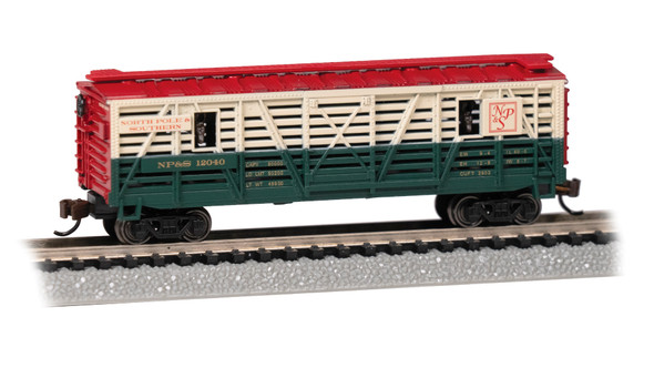Bachmann 19754 - Animated Stock Car - NP&S Christmas w/ Reindeer NP&S 12040 - N Scale