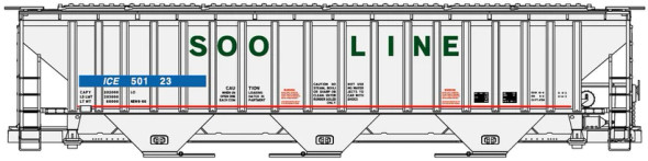 Accurail 81571-1 - Pullman Standard Covered Hopper Iowa, Chicago, & Eastern (ICE) 50123 - HO Scale Kit