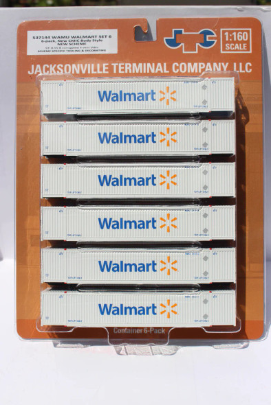 Jacksonville Terminal Co 537144 - 53' CIMC Container 6 pack Walmart (WAMU)  - N Scale