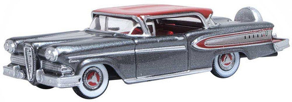 Oxford Diecast 87ED58008 - 1958 Ford Edsel Citation - Assembled Silver Gray, Ember Red - HO Scale