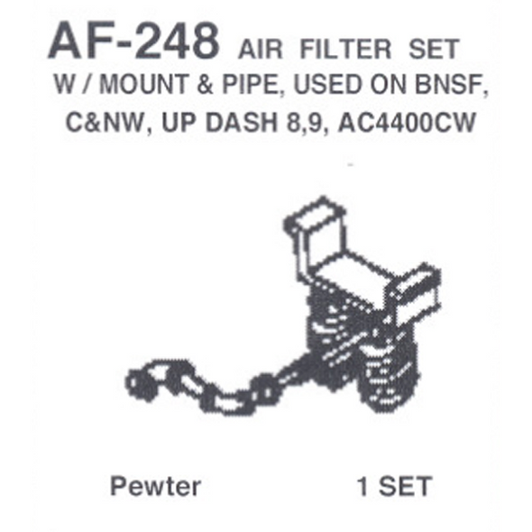 Details West AF-248 - Air Filter Set w/ Mount & Pipe BNSF, C&NW, UP - HO Scale