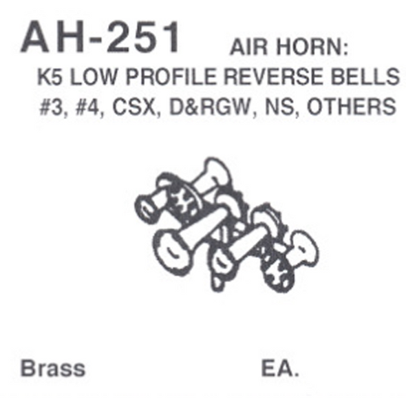 Details West AH-251 - Air Horn: K5 Low Profile Reverse Bells #3 & #4 - HO Scale