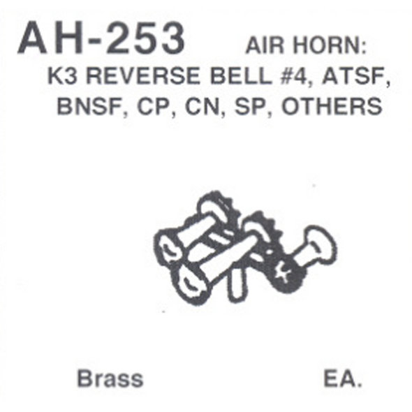 Details West AH-253 - Air Horn: K3 Reverse Bell #4 - HO Scale
