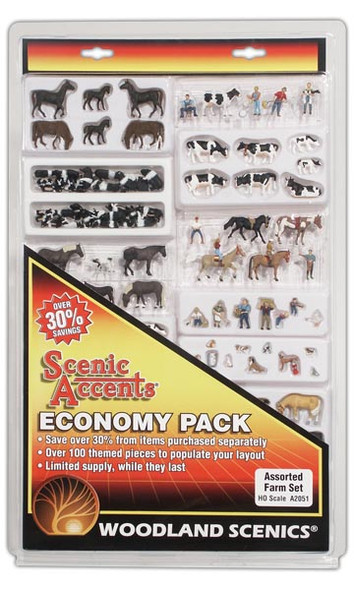 HO Scale Woodland Scenics A1888 Farm Animals Figures (6) pcs