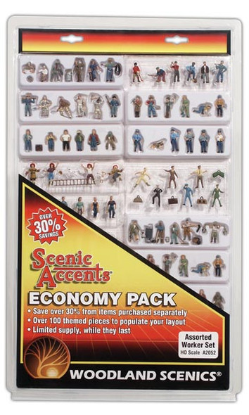 Woodland Scenics A2052 - Economy Pack - Assorted Worker Set - HO Scale