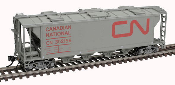 Atlas 20007156 - Slab Side Covered Hopper Canadian National (CN) 352043 6 hatch - HO Scale