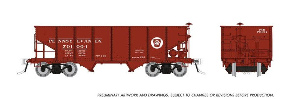 Rapido 148010A-704801 - GLa 2-Bay Hopper Pennsylvania (PRR) Circle Keystone 704801 - HO Scale