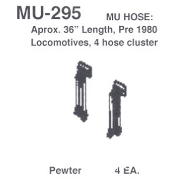 Details West MU-295 - MU Hose: Aprox, 36" Pre 1980 4 hose cluster - HO Scale