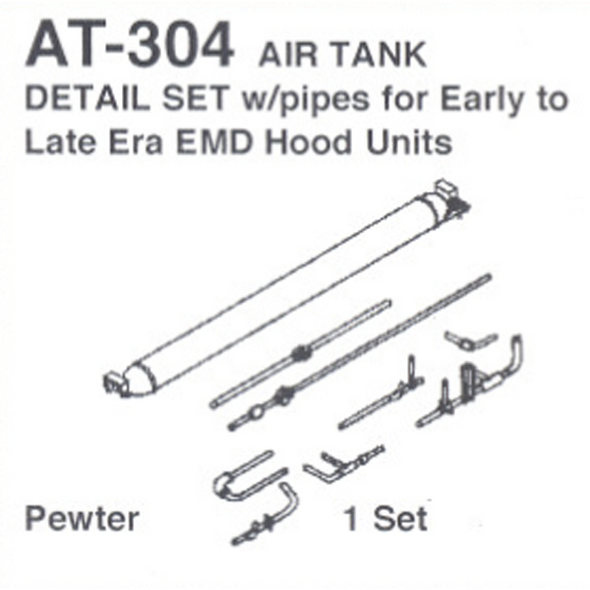 Details West AT-304 - Air Tank Details Set Early to Late EMD Hood Units - HO Scale