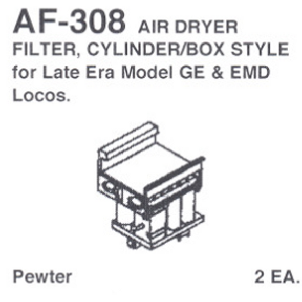 Details West AF-308 - Air Dryer Filter, Cylinder/Box Style - HO Scale