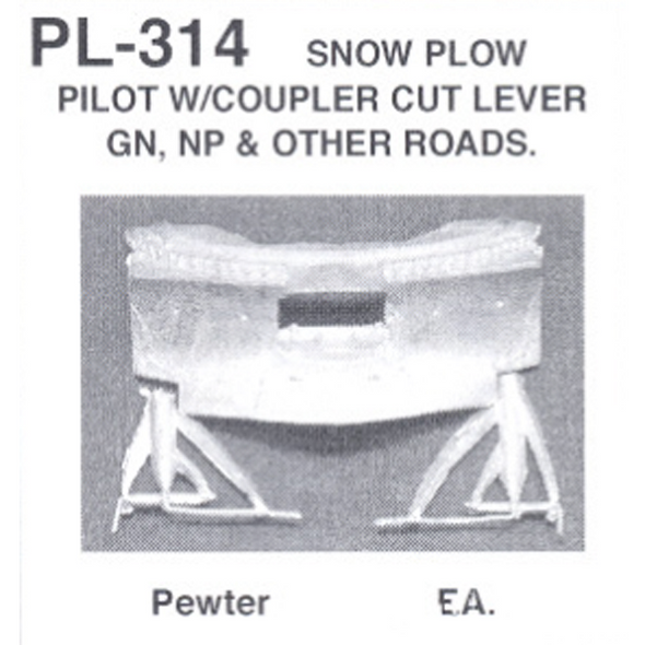 Details West PL-314 - Snow Plow Pilot w/ Coupler cut lever GN, NP and Others - HO Scale