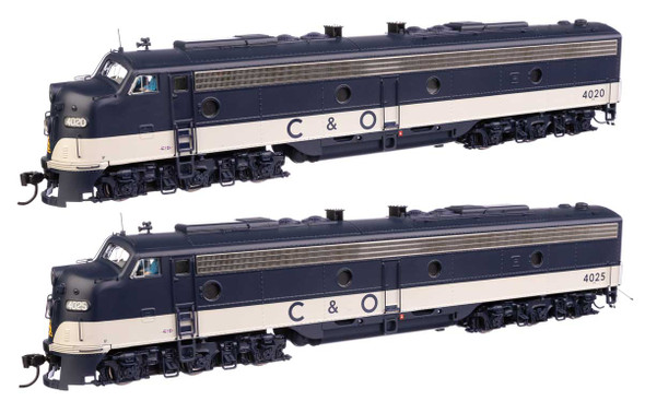 Walthers Proto 920-49910 - EMD E8 A-A DC Silent Chesapeake & Ohio (C&O) 4020 & 4025 - HO Scale